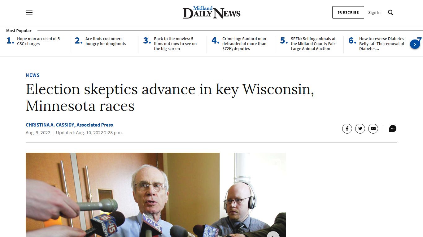 Election skeptics advance in key Wisconsin, Minnesota races