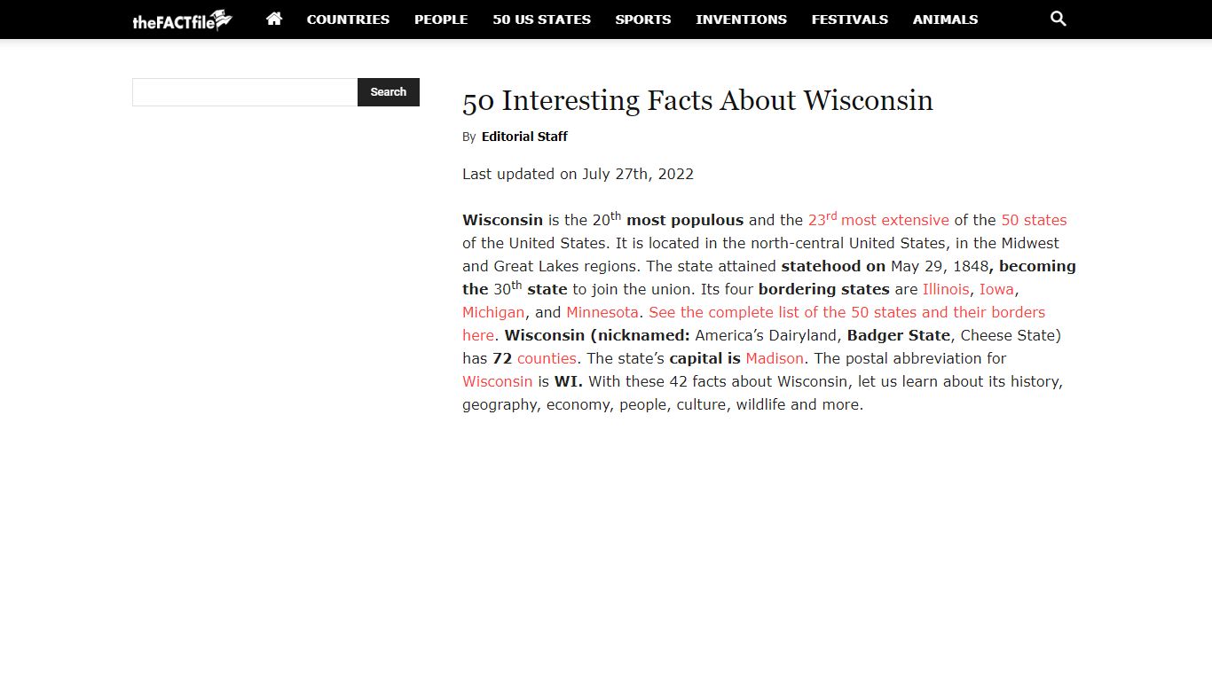 50 Interesting Facts About Wisconsin - The Fact File