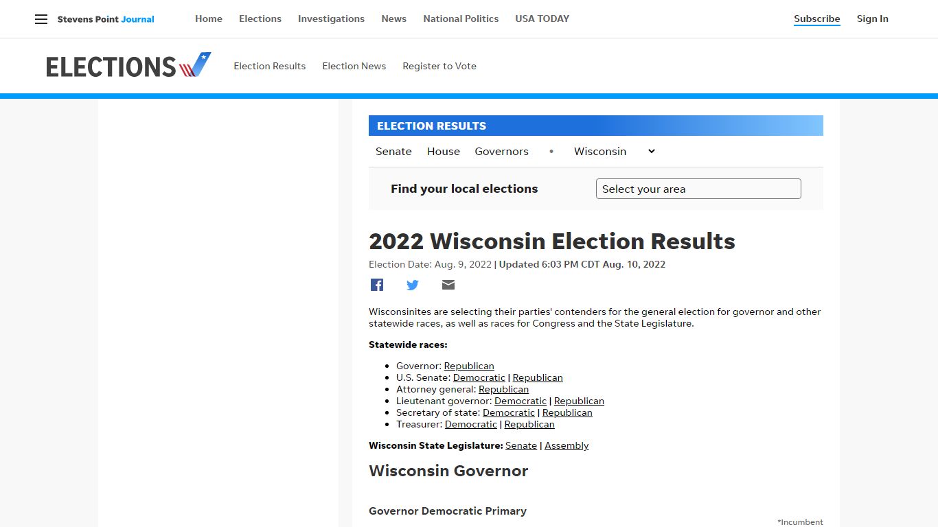 2022 Wisconsin Election Results | Stevens Point Journal